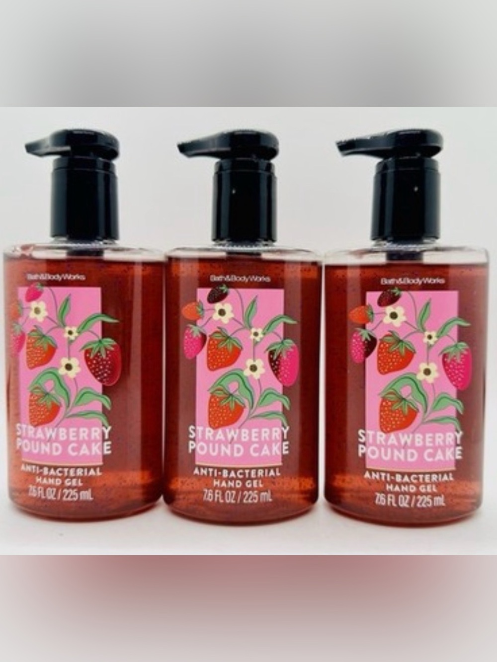 3 Bath & Body Works Strawberry Pound Cake Hand Gel -